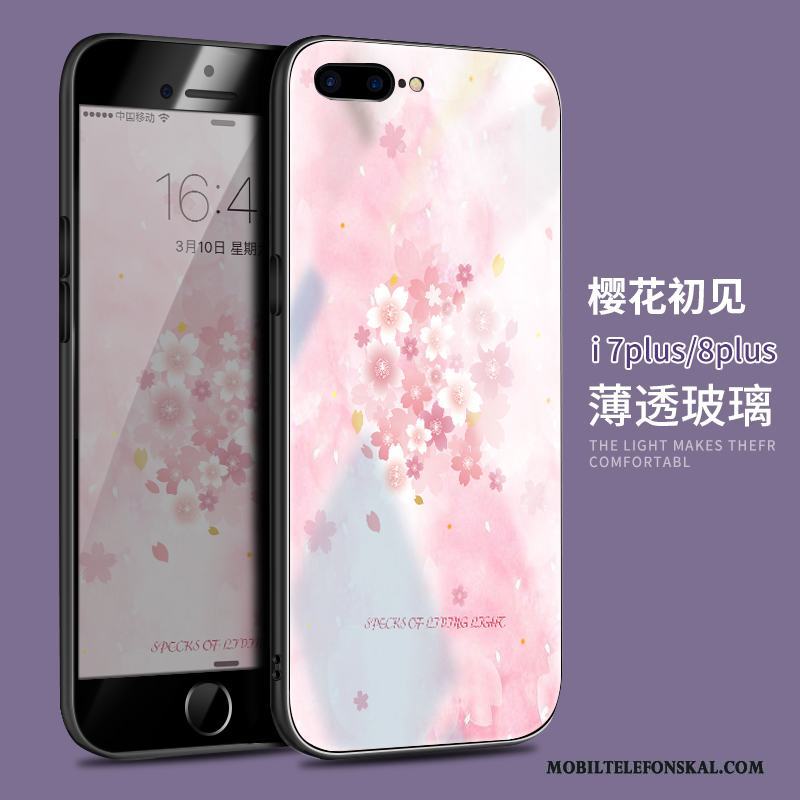 iPhone 8 Plus Ny Trend Varumärke Rosa Fodral Skal Telefon Glas Silikon