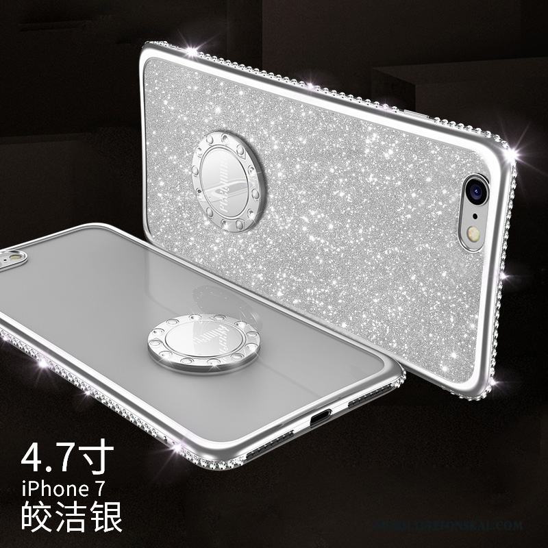 iPhone 8 Plus Ring Fallskydd Skal Telefon Trend Varumärke Elegant Silikon Silver