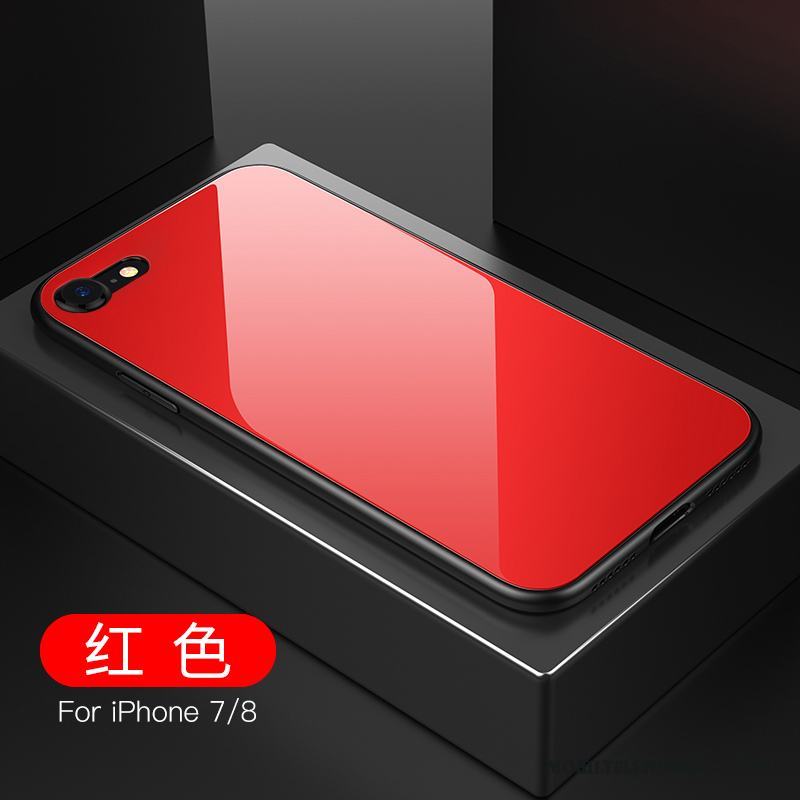 iPhone 8 Plus Skal Fallskydd Spegel All Inclusive Röd Glas Mönster Transparent