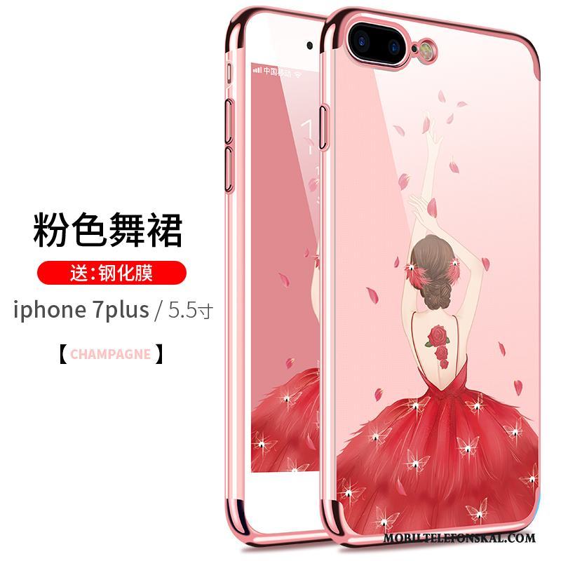 iPhone 8 Plus Skal Ny Transparent Rosa Fallskydd Slim Silikon Mjuk