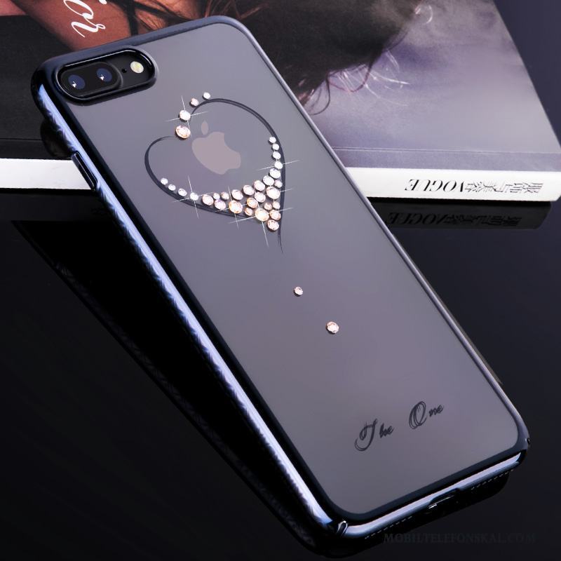 iPhone 8 Plus Strass Transparent All Inclusive Fodral Blå Elegant Skal Telefon