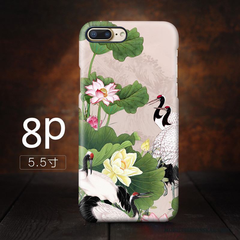 iPhone 8 Plus Trend Skal Telefon Konst Hård Personlighet Kinesisk Stil Rosa