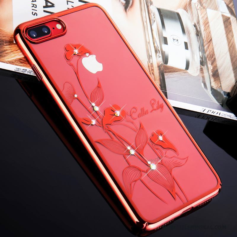 iPhone 8 Röd Transparent Guld Skal Telefon Lyxiga Trend Varumärke