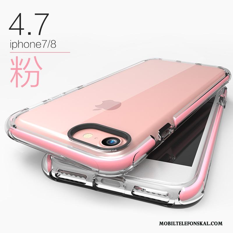 iPhone 8 Skal Telefon Fallskydd Fodral Transparent Rosa Mjuk Silikon