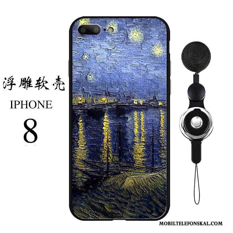 iPhone 8 Skal Trend Varumärke Fallskydd Silikon Mjuk All Inclusive Blå Personlighet