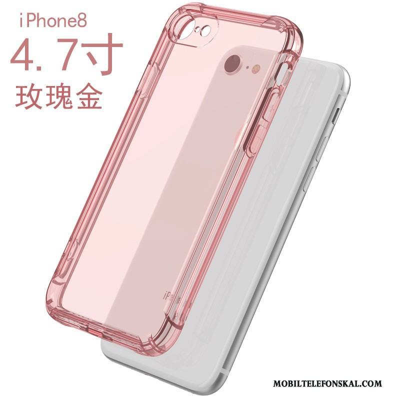 iPhone 8 Transparent Rosa Guld Mjuk Skal Telefon Fodral Fallskydd Silikon