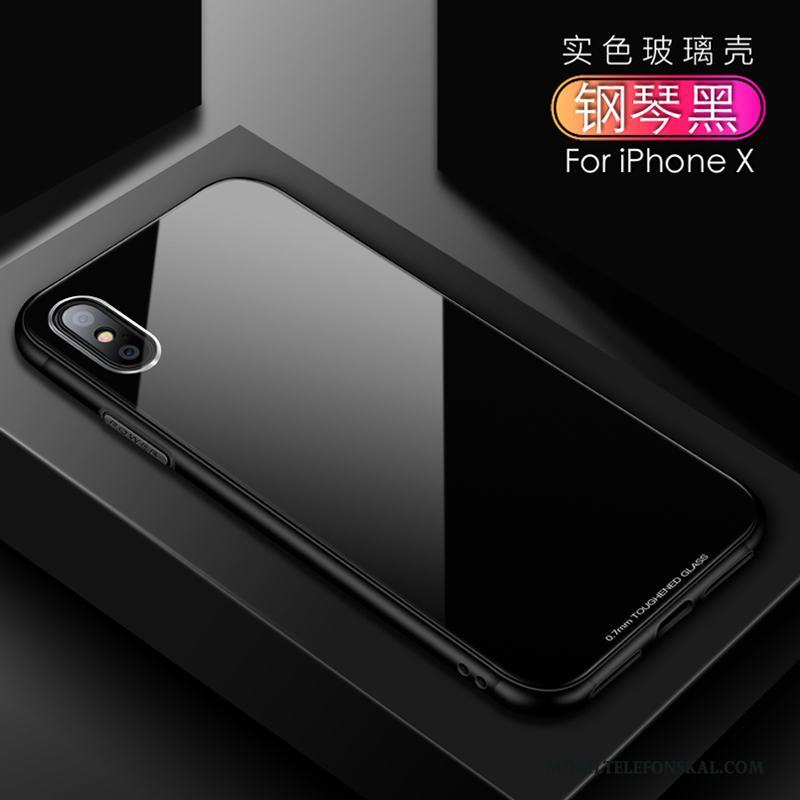 iPhone X Fallskydd Skal Svart Silikon Ny Glas Transparent