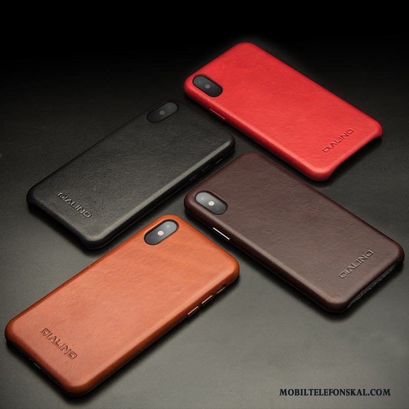 iPhone X Fodral Skal Telefon Bakre Omslag Business Enkel Läderfodral Röd