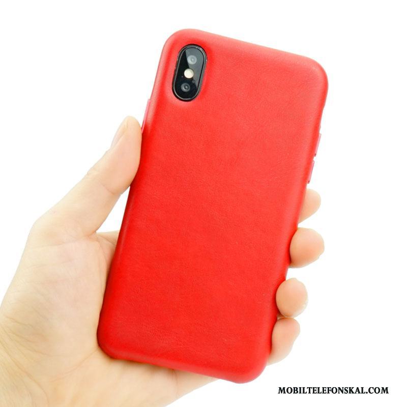 iPhone X Skal Ny Läderfodral Fallskydd Röd All Inclusive Trend Varumärke Svart