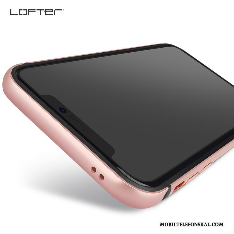 iPhone X Skal Silikon Metall Fallskydd Personlighet Fodral Rosa Guld Frame