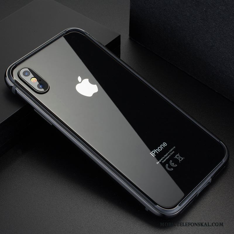 iPhone X Skal Silikon Ny Metall Svart Frame Fodral Skydd