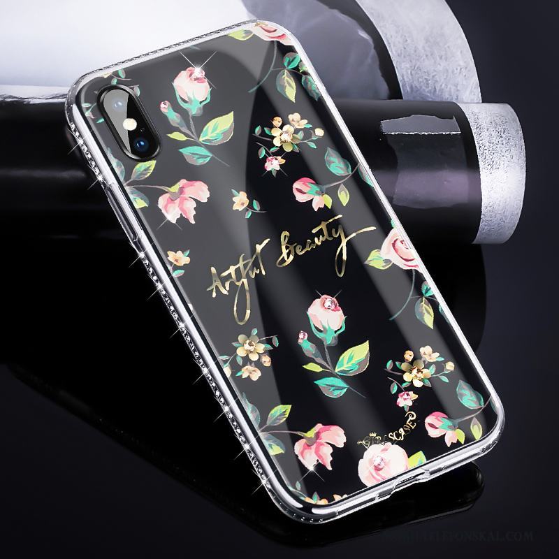 iPhone X Trend Varumärke Svart Lyxiga Fallskydd Skal Telefon Strass Ny