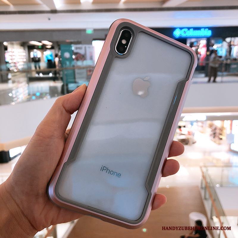 iPhone Xs Fallskydd Fodral All Inclusive Metall Transparent Skal Telefon Rosa Guld