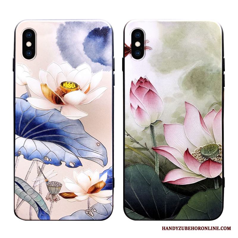 iPhone Xs Max Skal All Inclusive Kreativa Silikon Ny Lättnad Grön Blommor