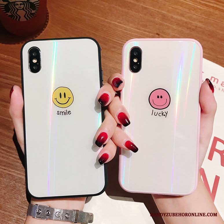 iPhone Xs Max Skal Transparent Enkel Trend Varumärke Net Red Smiley Glas Ny